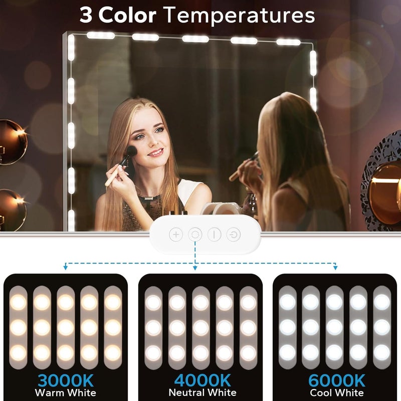 Bairth LED Vanity Lights for Mirror, 16ft Makeup Strip Light, 3000K 4000K 6000K & 10 Level Brightness Adjustable, USB Cable, Hollywood Mirror Light Stick-On for Makeup Dressing Room Bathroom Bedroom - Image 2